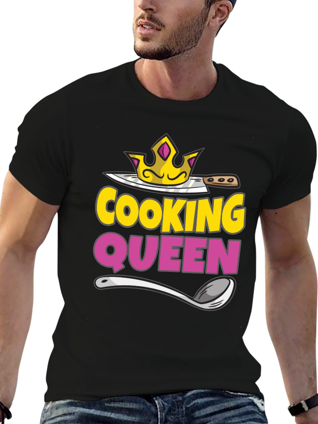 Cooking Queen T-Shirt - Chef Crown Spoon Knife Design