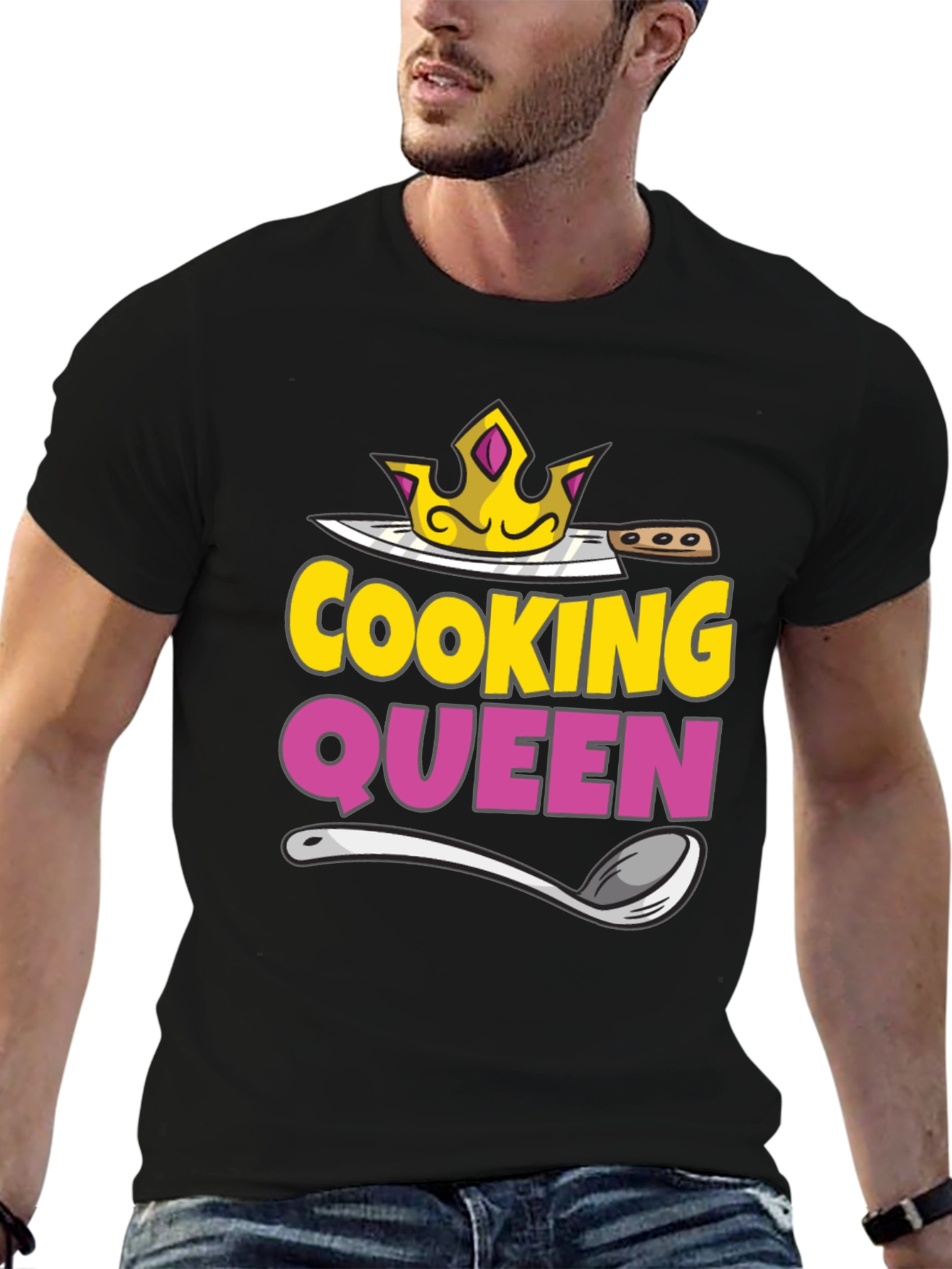 Cooking Queen T-Shirt - Chef Crown Spoon Knife Design