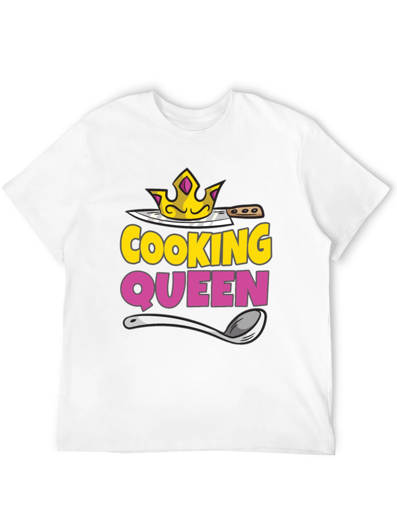 Cooking Queen T-Shirt - Chef Crown Spoon Knife Design