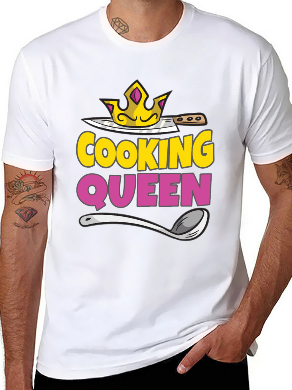 Cooking Queen T-Shirt - Chef Crown Spoon Knife Design