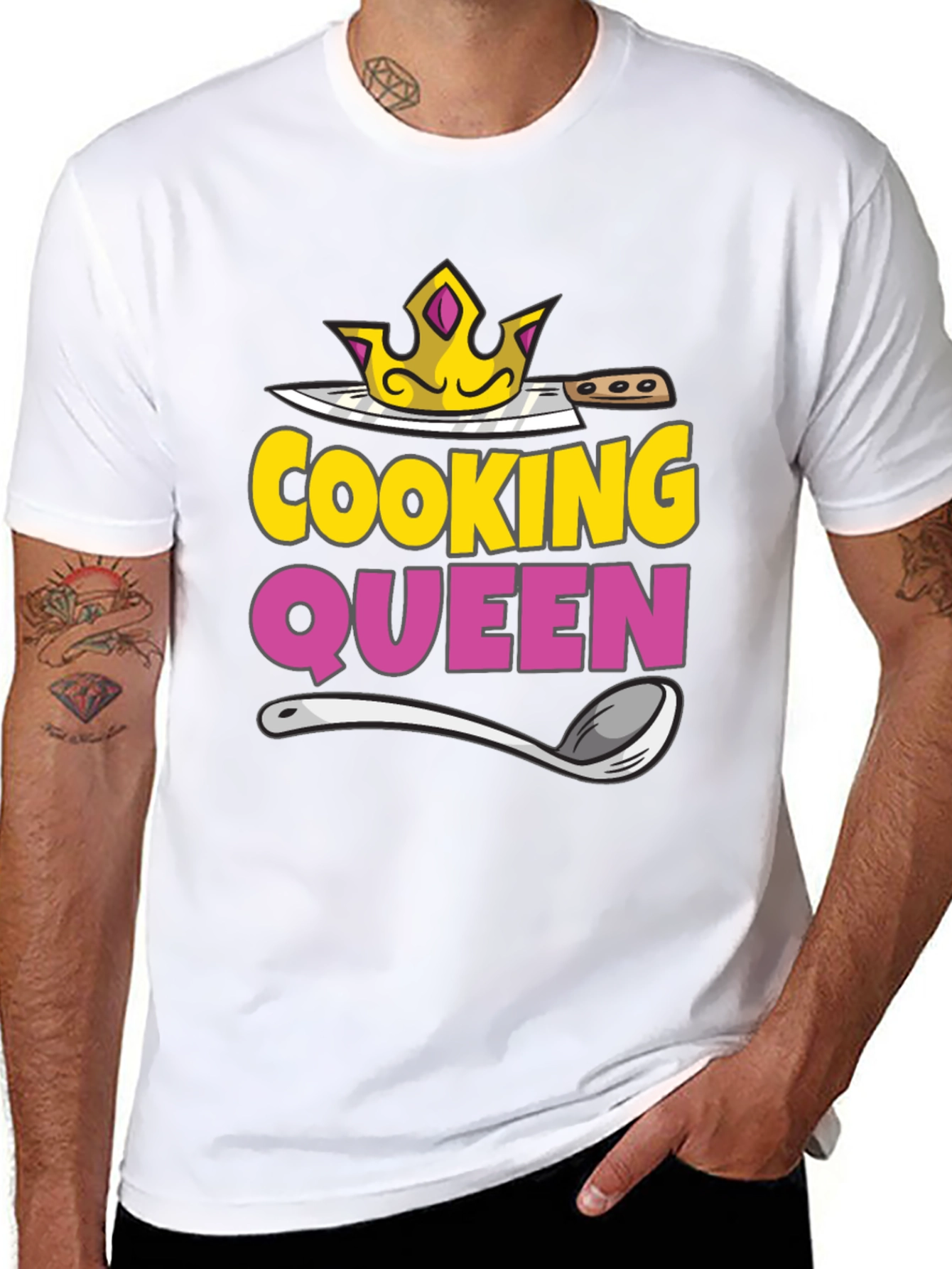 Cooking Queen T-Shirt - Chef Crown Spoon Knife Design