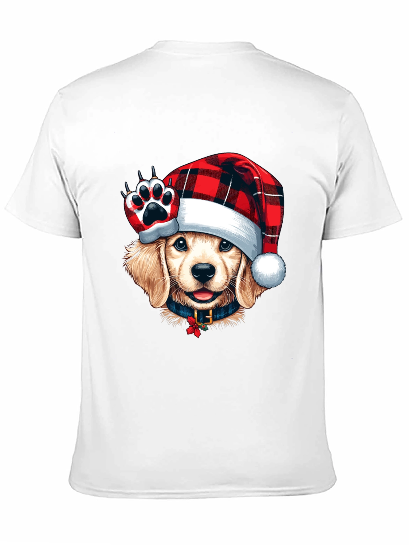 Dog in Santa Hat Black T-Shirt
