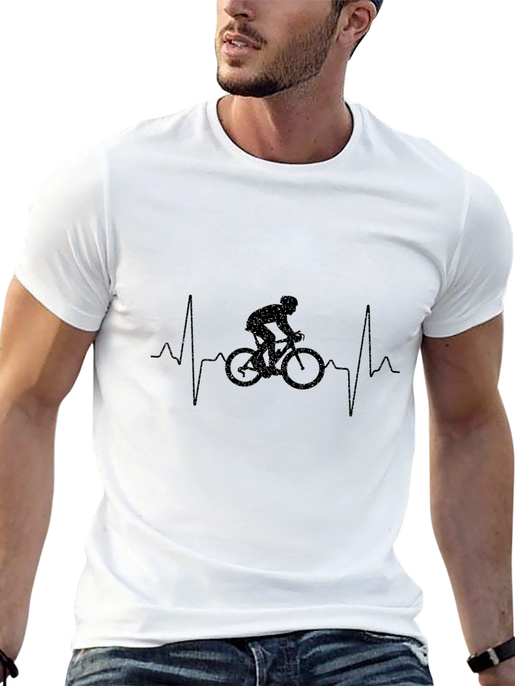 Heartbeat Bike Rider Black T-Shirt