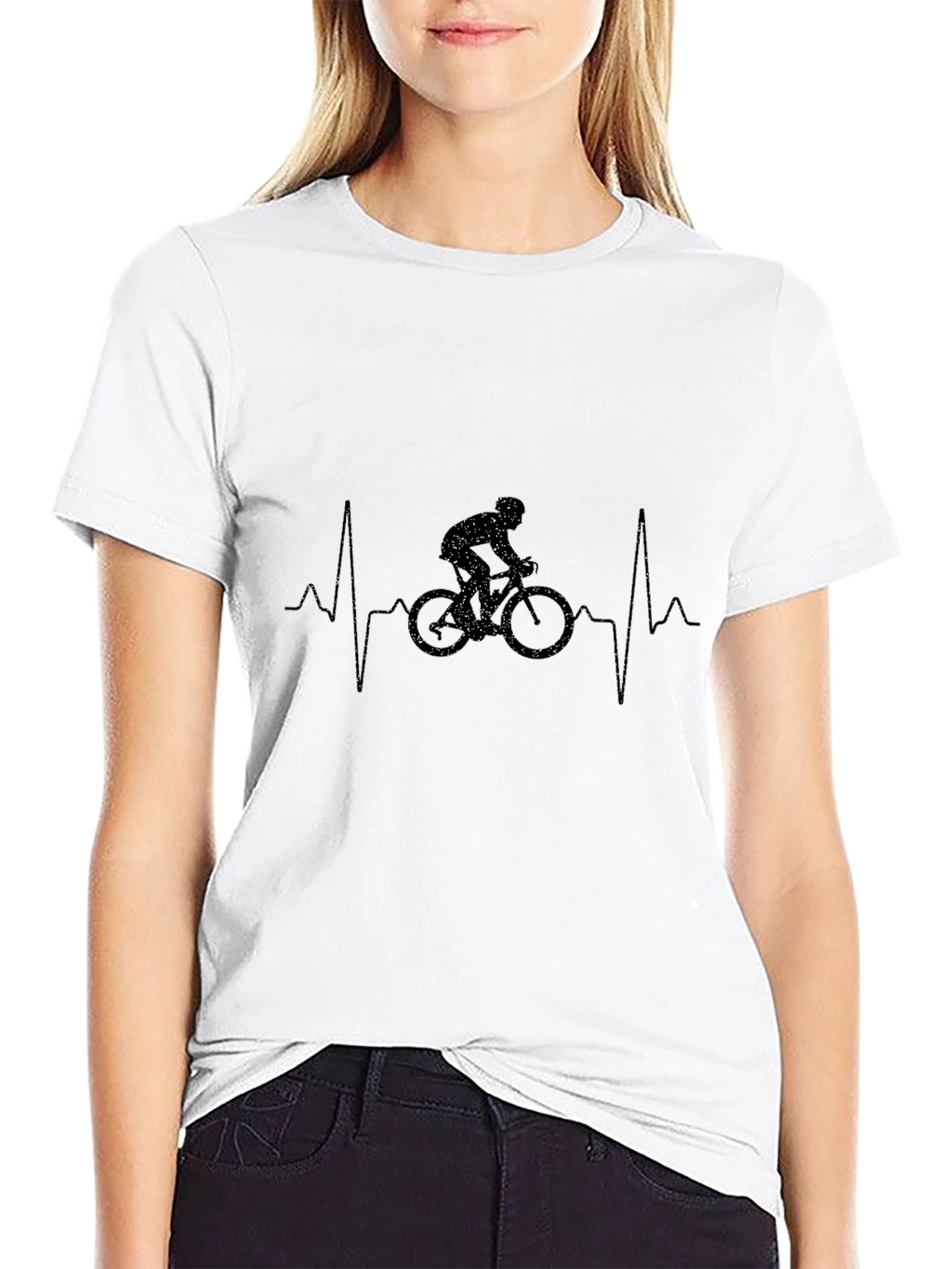 Heartbeat Bike Rider Black T-Shirt