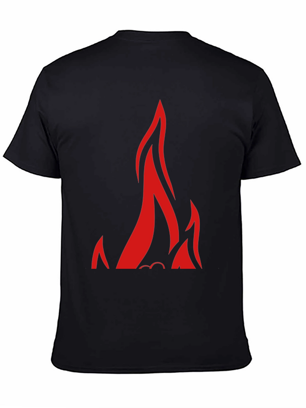 Black T-Shirt with Bold Red Flames Design