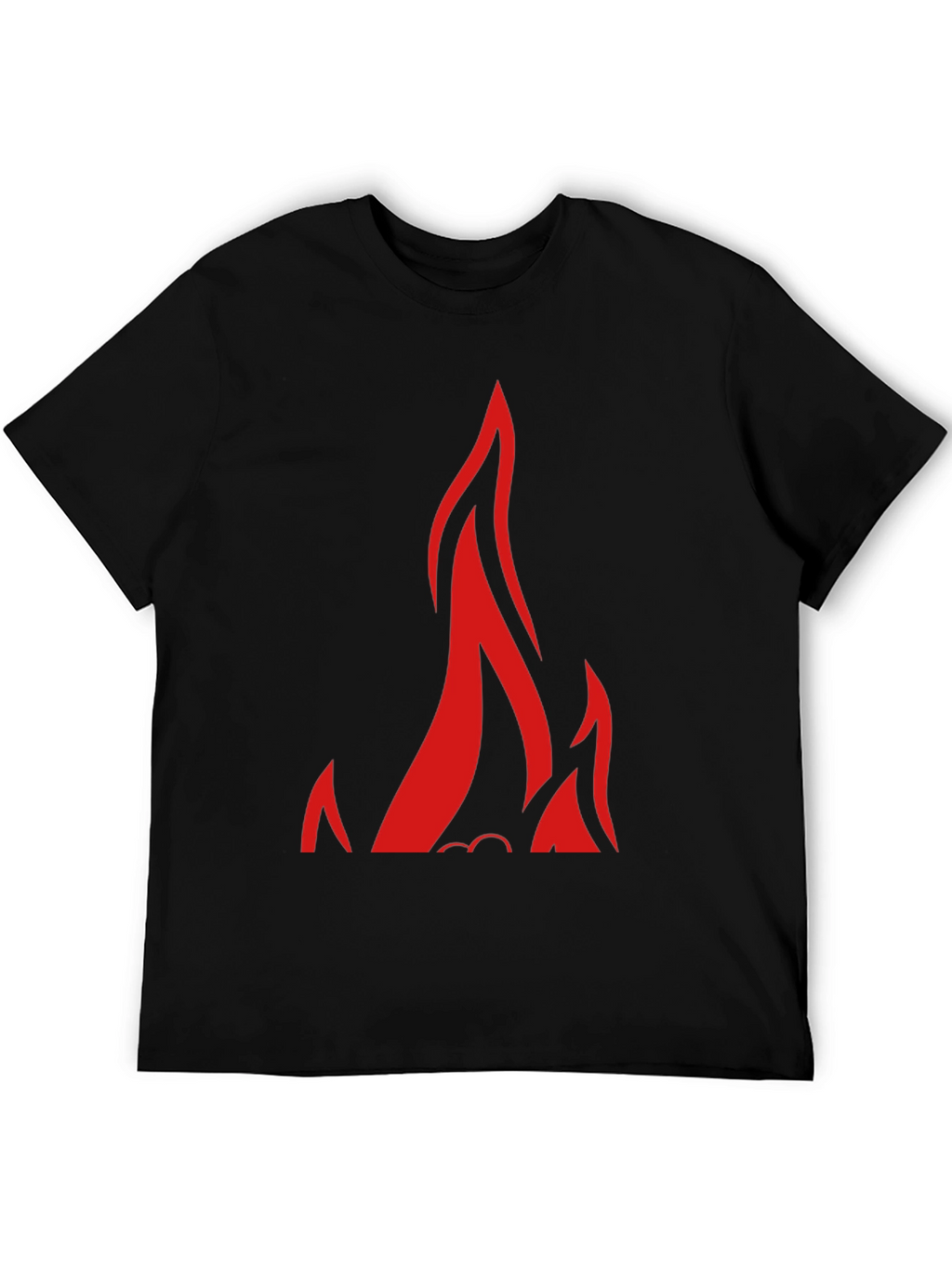 Black T-Shirt with Bold Red Flames Design