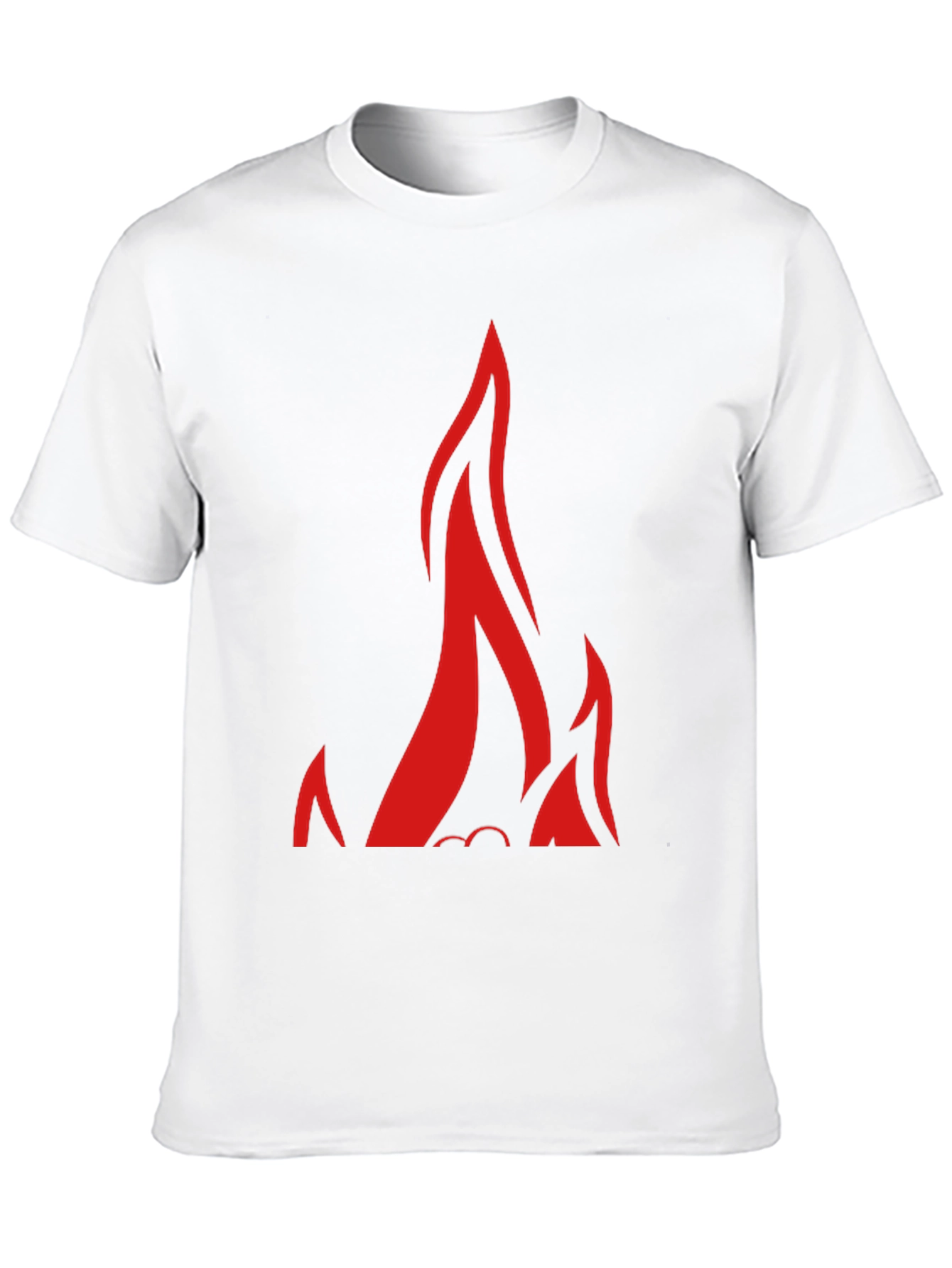 Black T-Shirt with Bold Red Flames Design