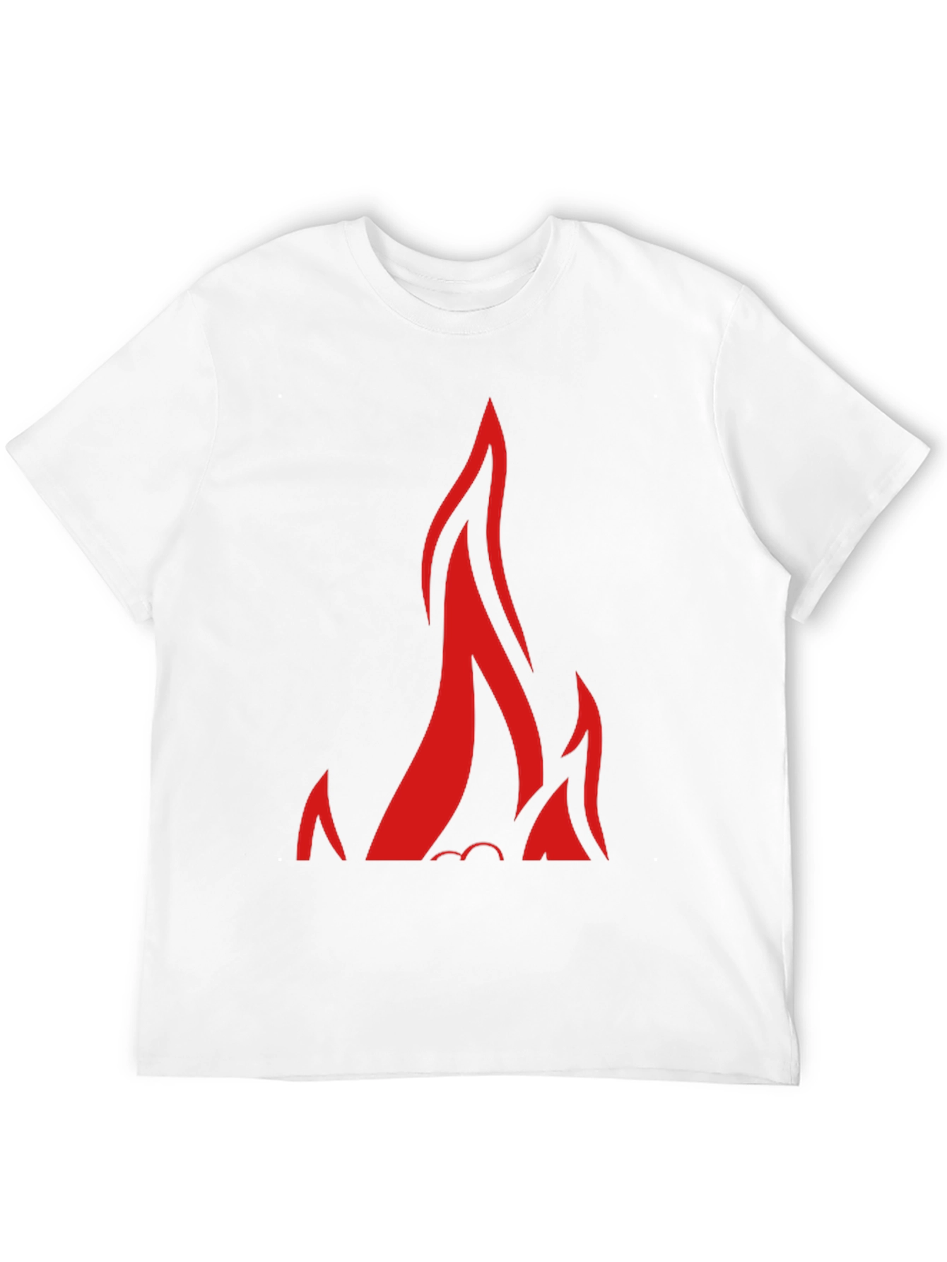 Black T-Shirt with Bold Red Flames Design