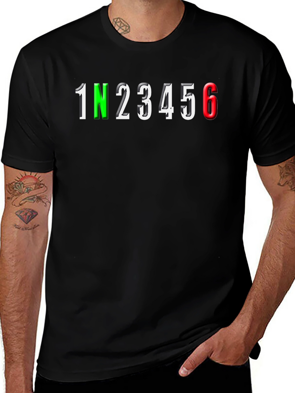 Motorcycle Gear Shifting T-Shirt - 1N23456 Graphic