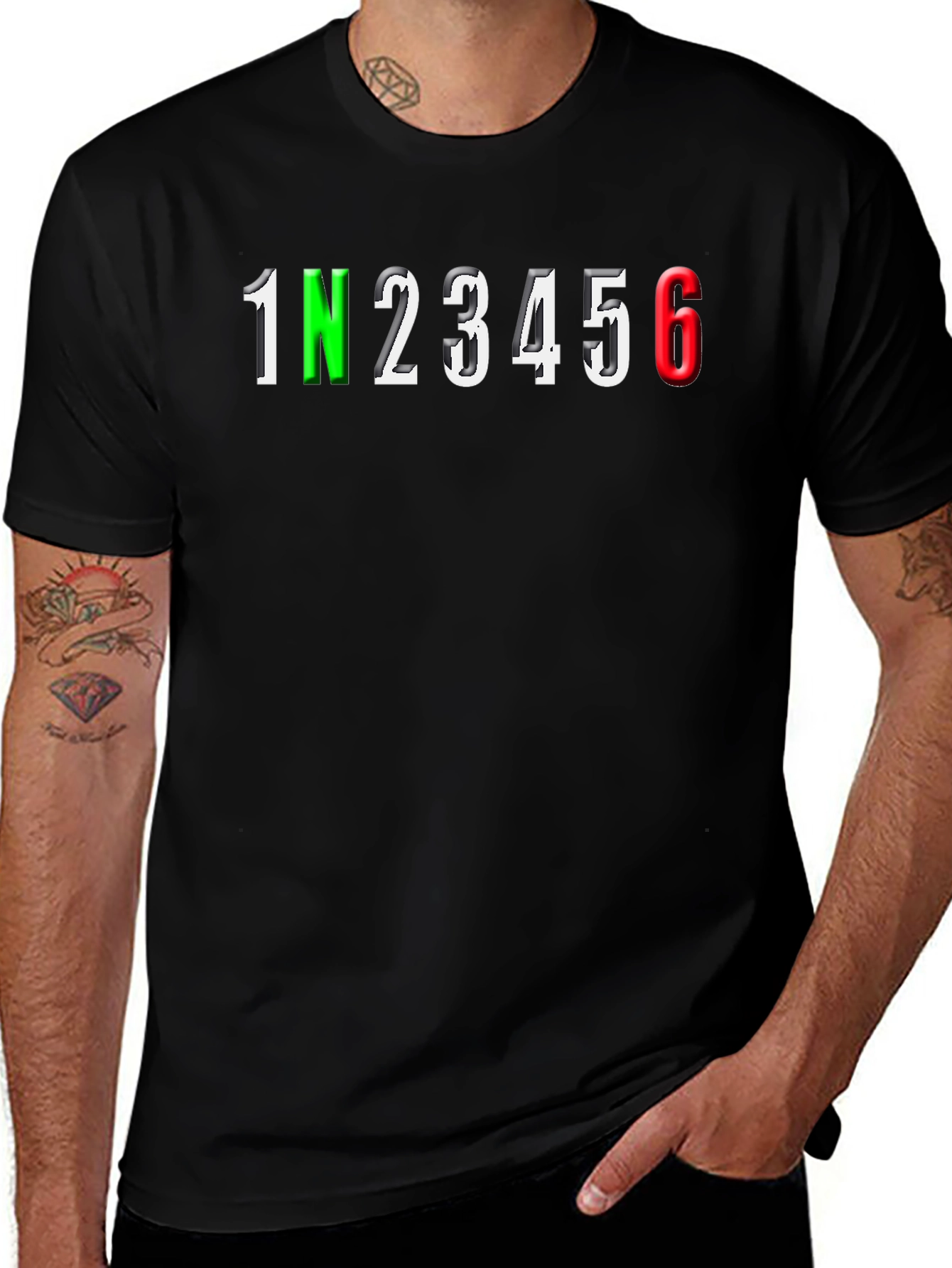 Motorcycle Gear Shifting T-Shirt - 1N23456 Graphic