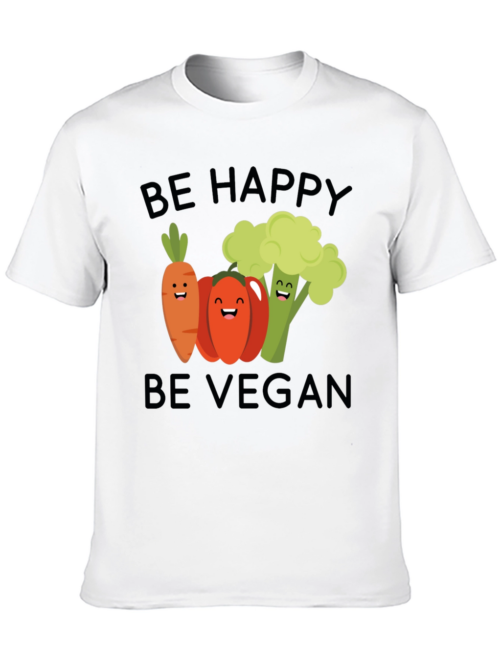 Be Happy Be Vegan T-Shirt - Cute Vegetable Design