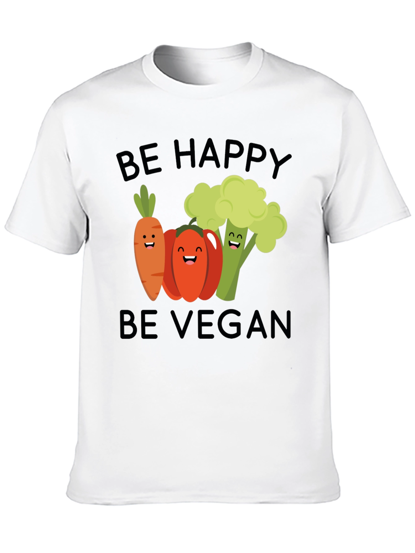 Be Happy Be Vegan T-Shirt - Cute Vegetable Design