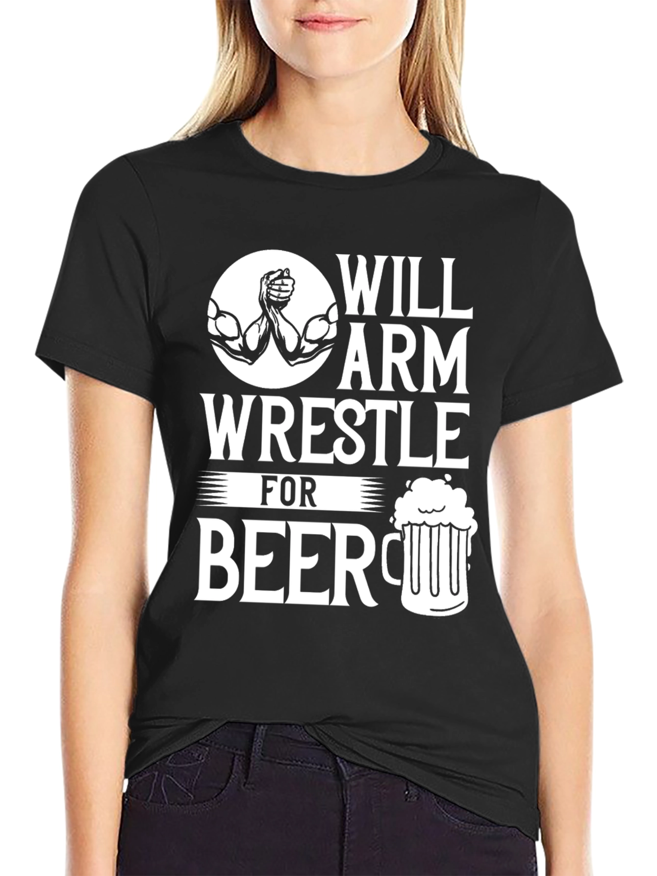 Will Arm Wrestle for Beer Graphic T-Shirt