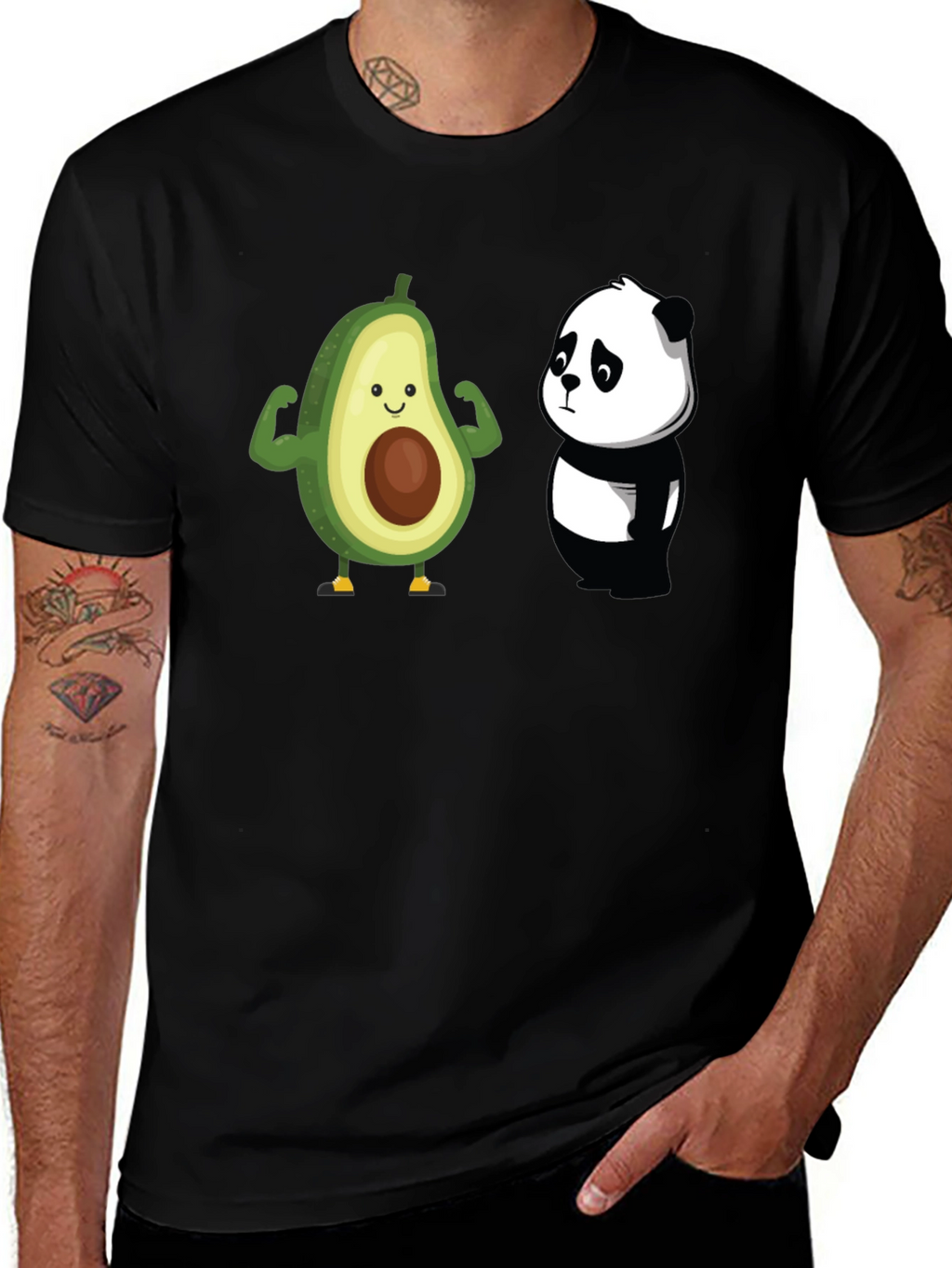 Avocado Panda Funny Graphic T-Shirt