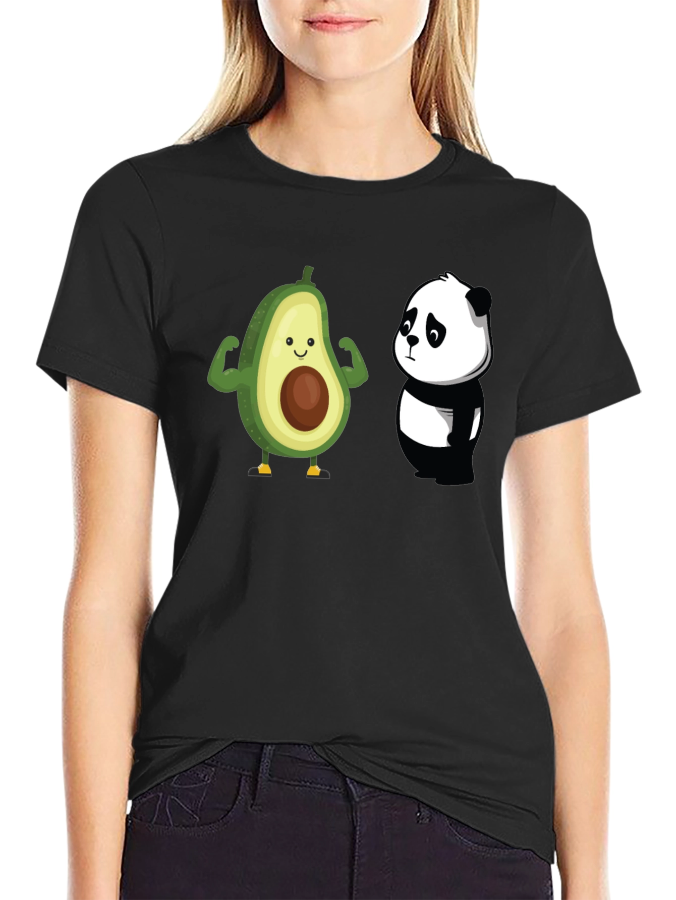 Avocado Panda Funny Graphic T-Shirt