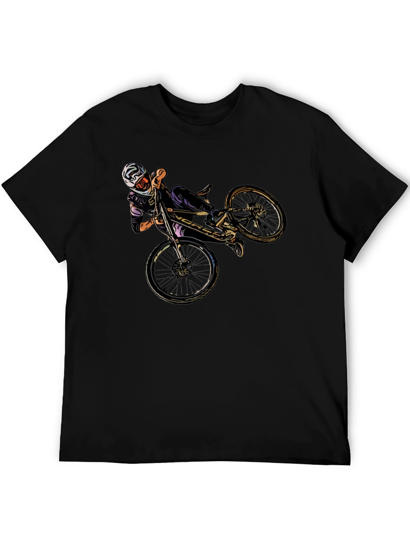 Cool Mountain Bike Stunt Graphic Black T-Shirt