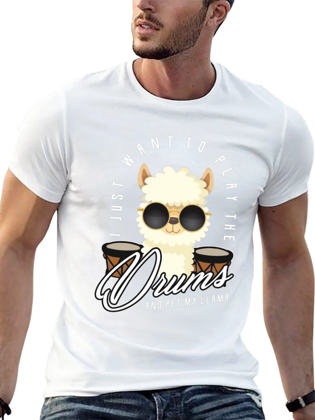 Play Drums Llama T-Shirt Funny Pet My Llama Tee
