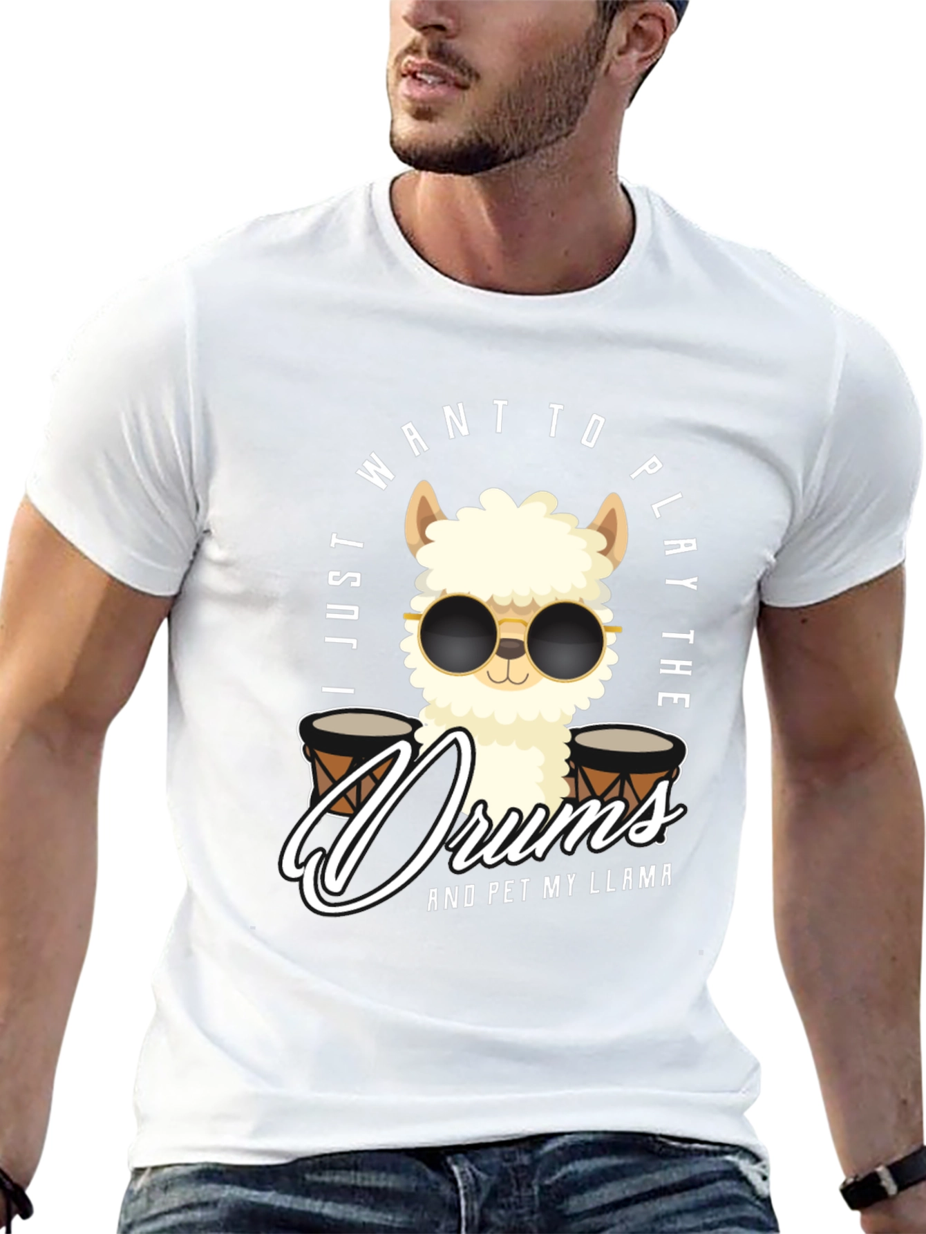 Play Drums Llama T-Shirt Funny Pet My Llama Tee