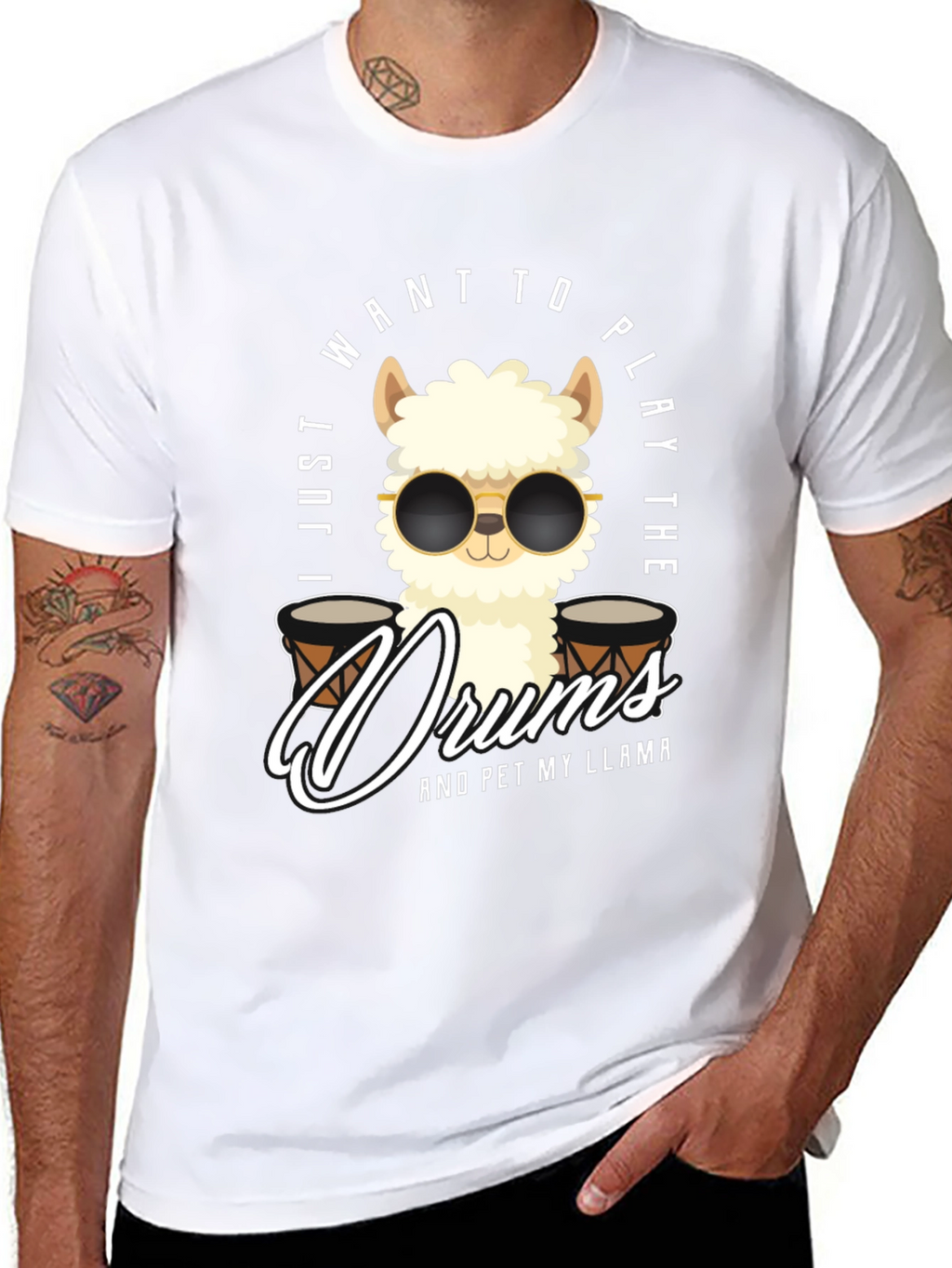 Play Drums Llama T-Shirt Funny Pet My Llama Tee