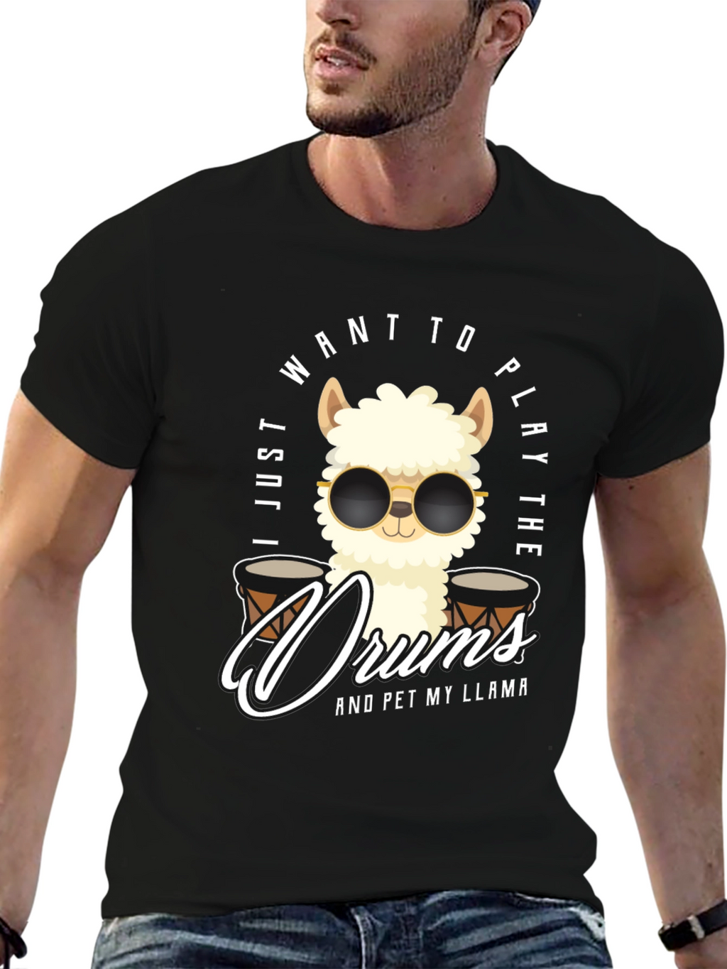 Play Drums Llama T-Shirt Funny Pet My Llama Tee