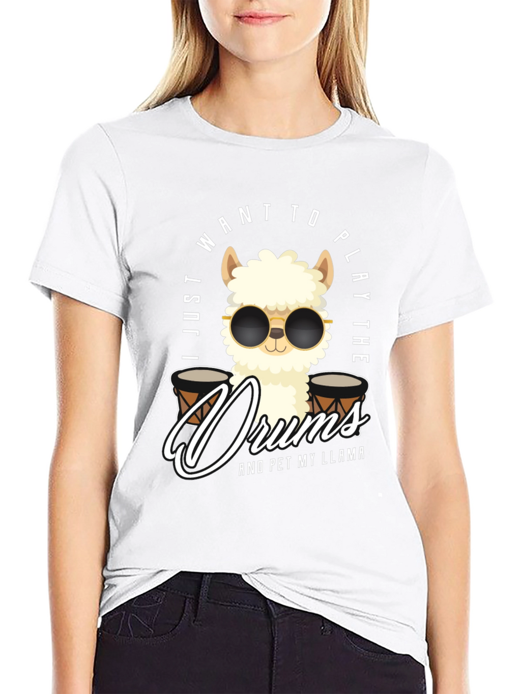 Play Drums Llama T-Shirt Funny Pet My Llama Tee