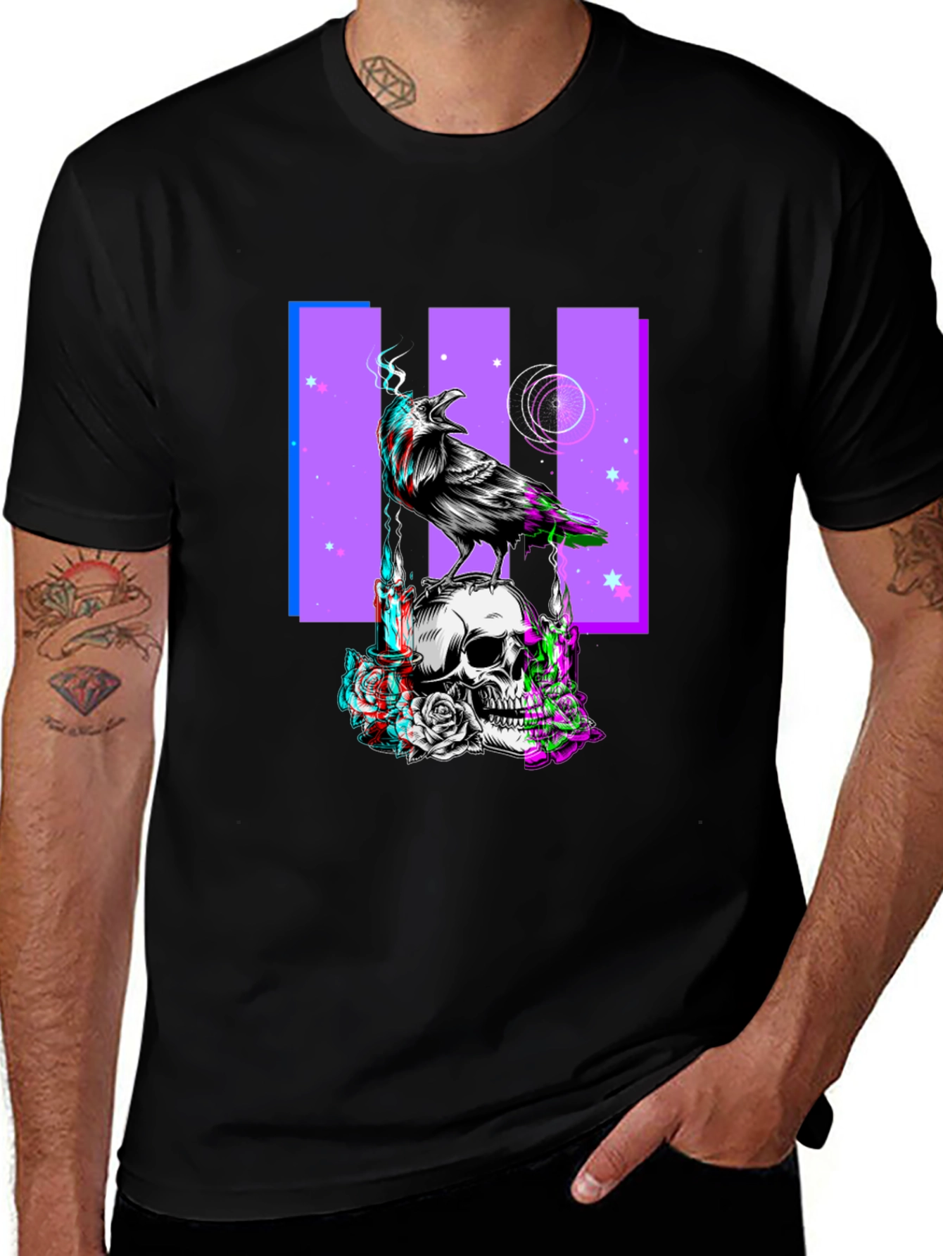 Raven Skull Graphic Print Tee