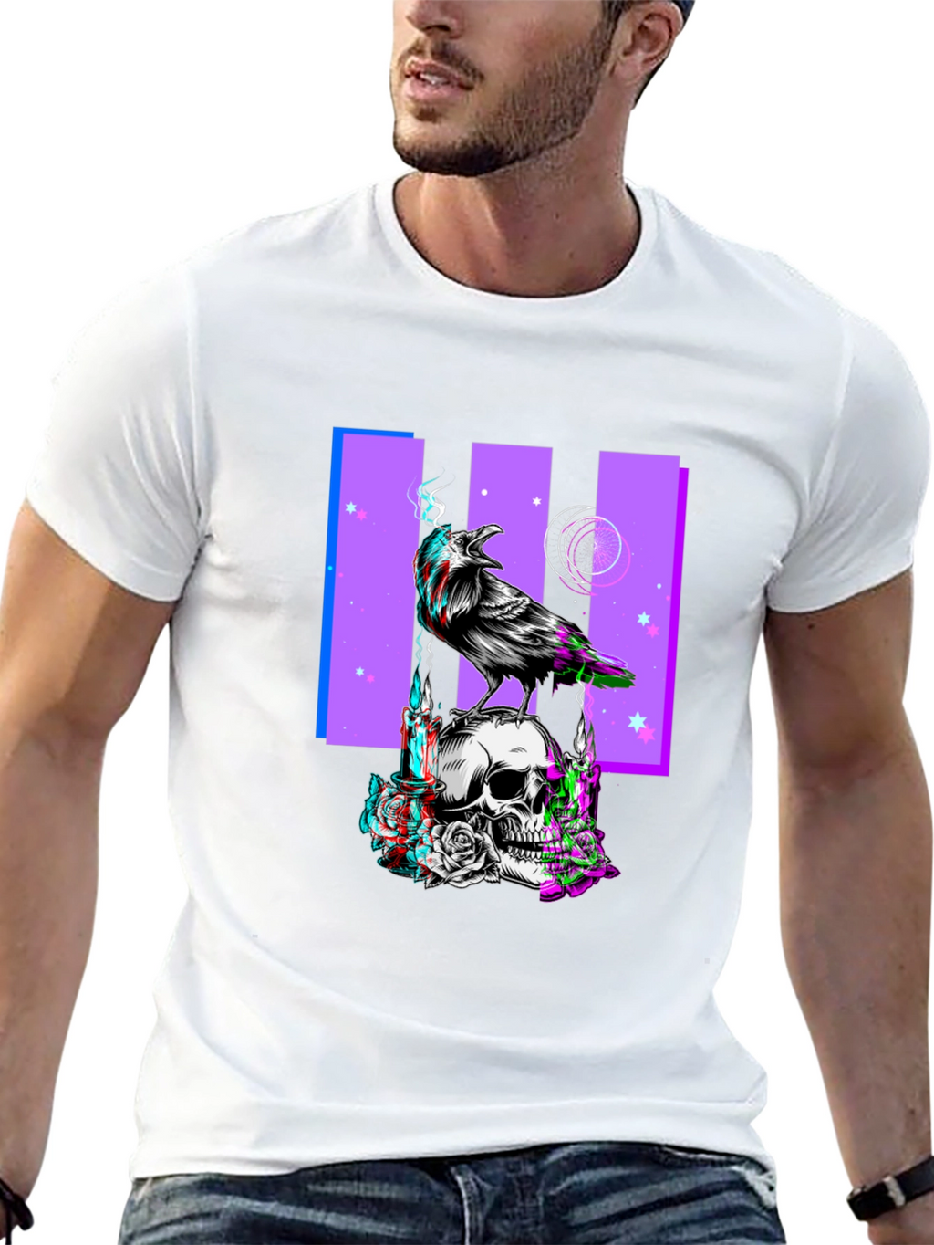 Raven Skull Graphic Print Tee