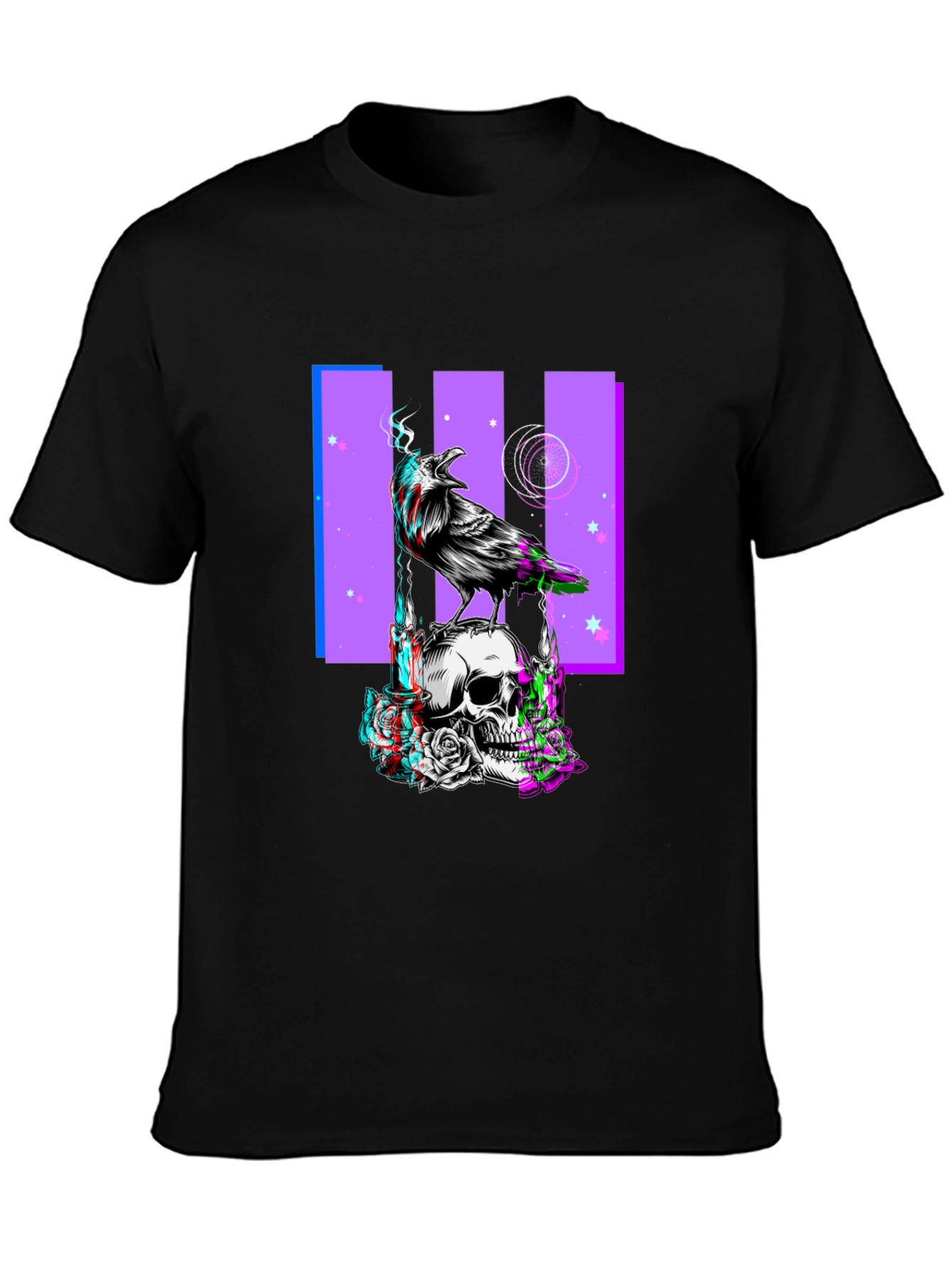 Raven Skull Graphic Print Tee