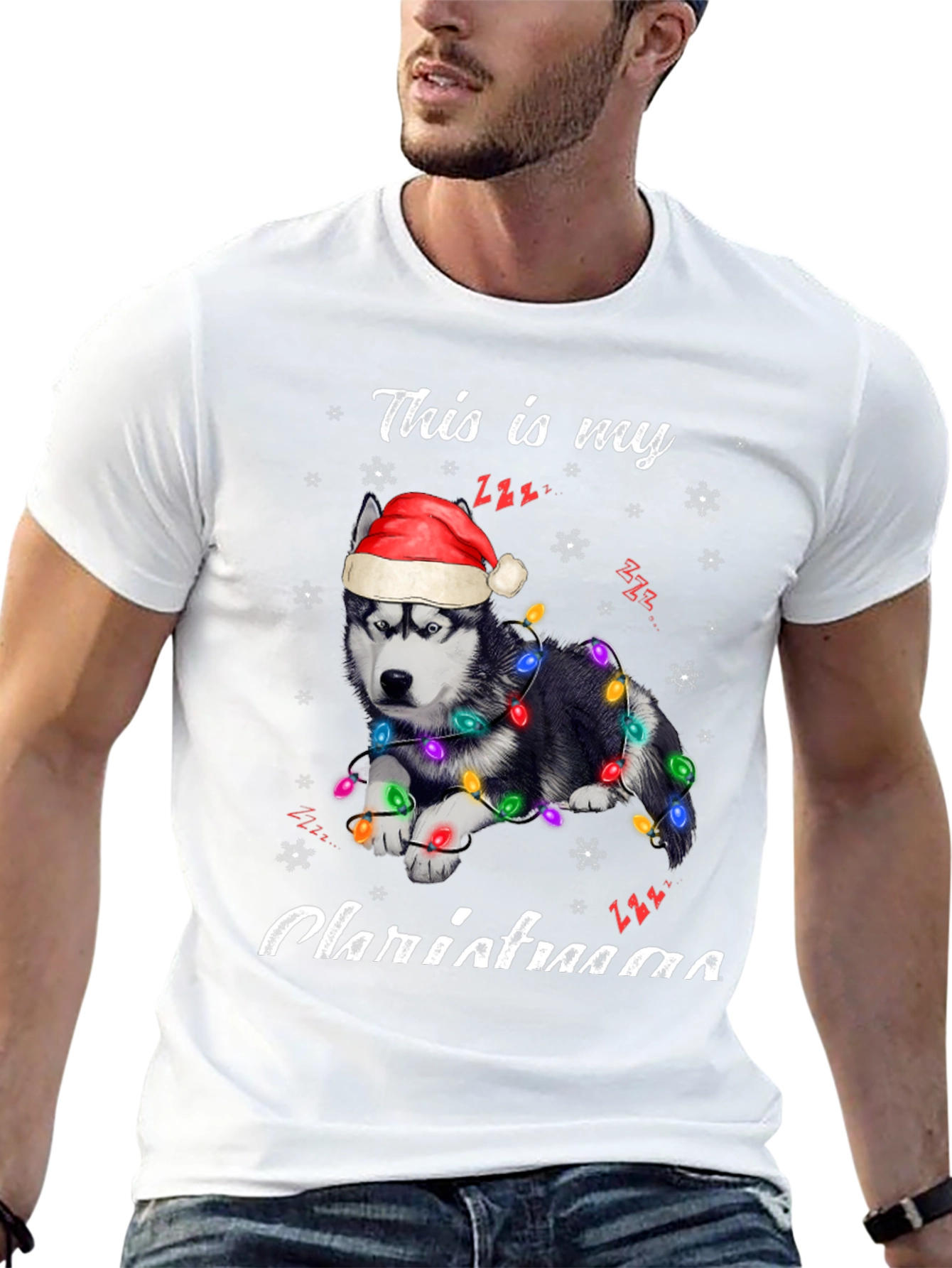 Festive Husky Christmas T-Shirt - Holiday Apparel