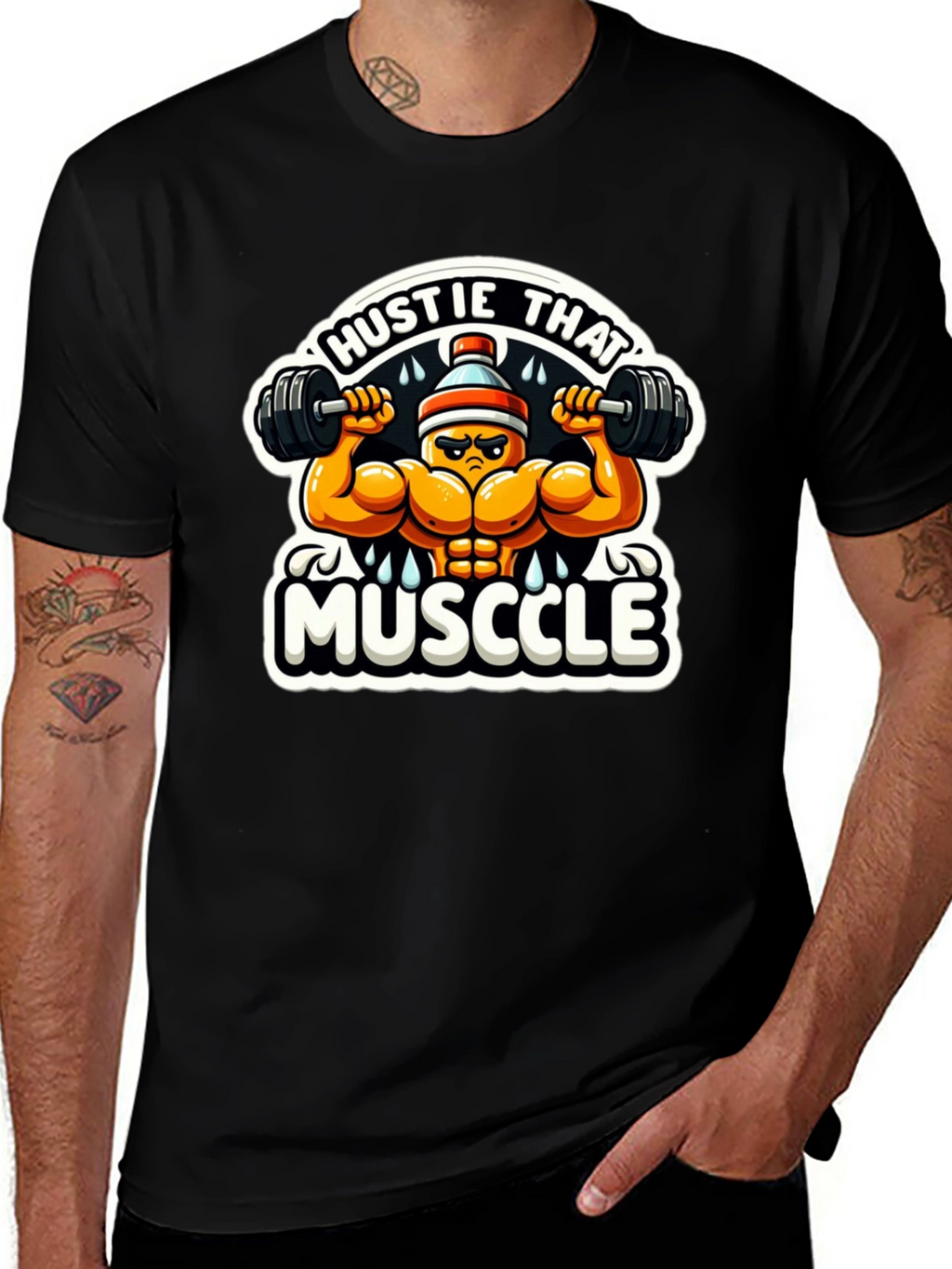 Hustle That Muscle Black T-Shirt