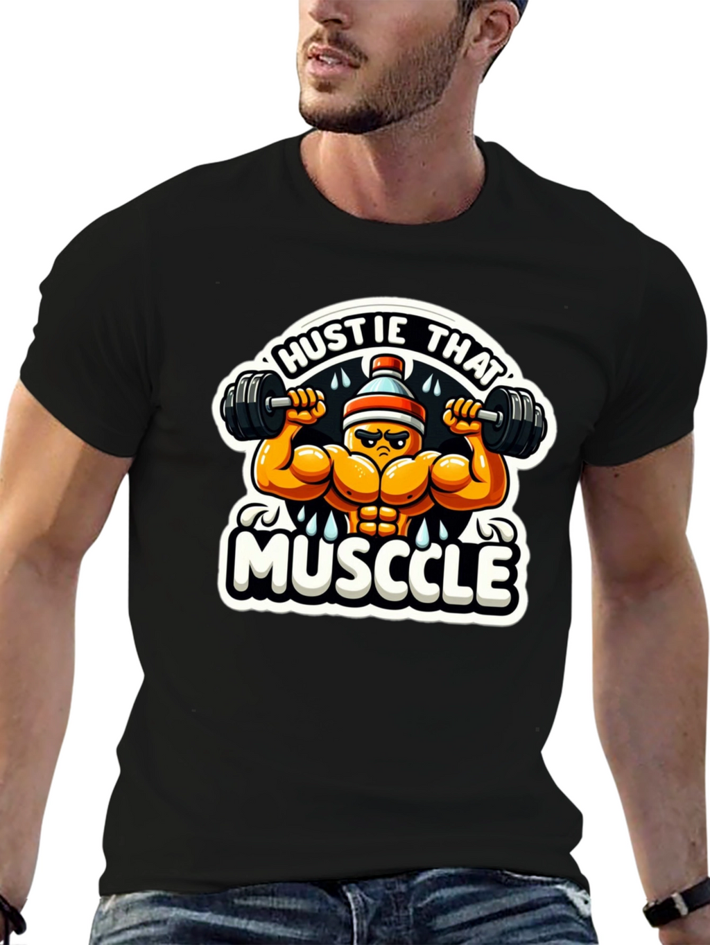 Hustle That Muscle Black T-Shirt