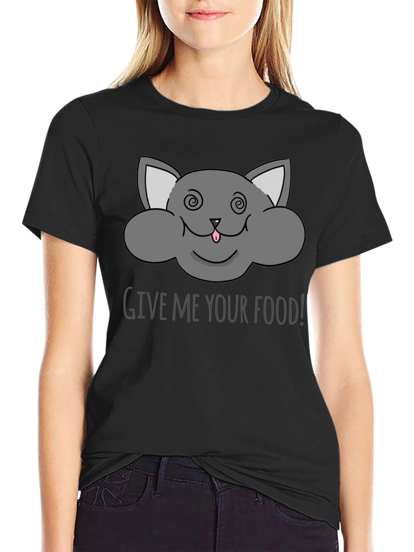 Funny Cat Give Me Your Food Graphic Tee