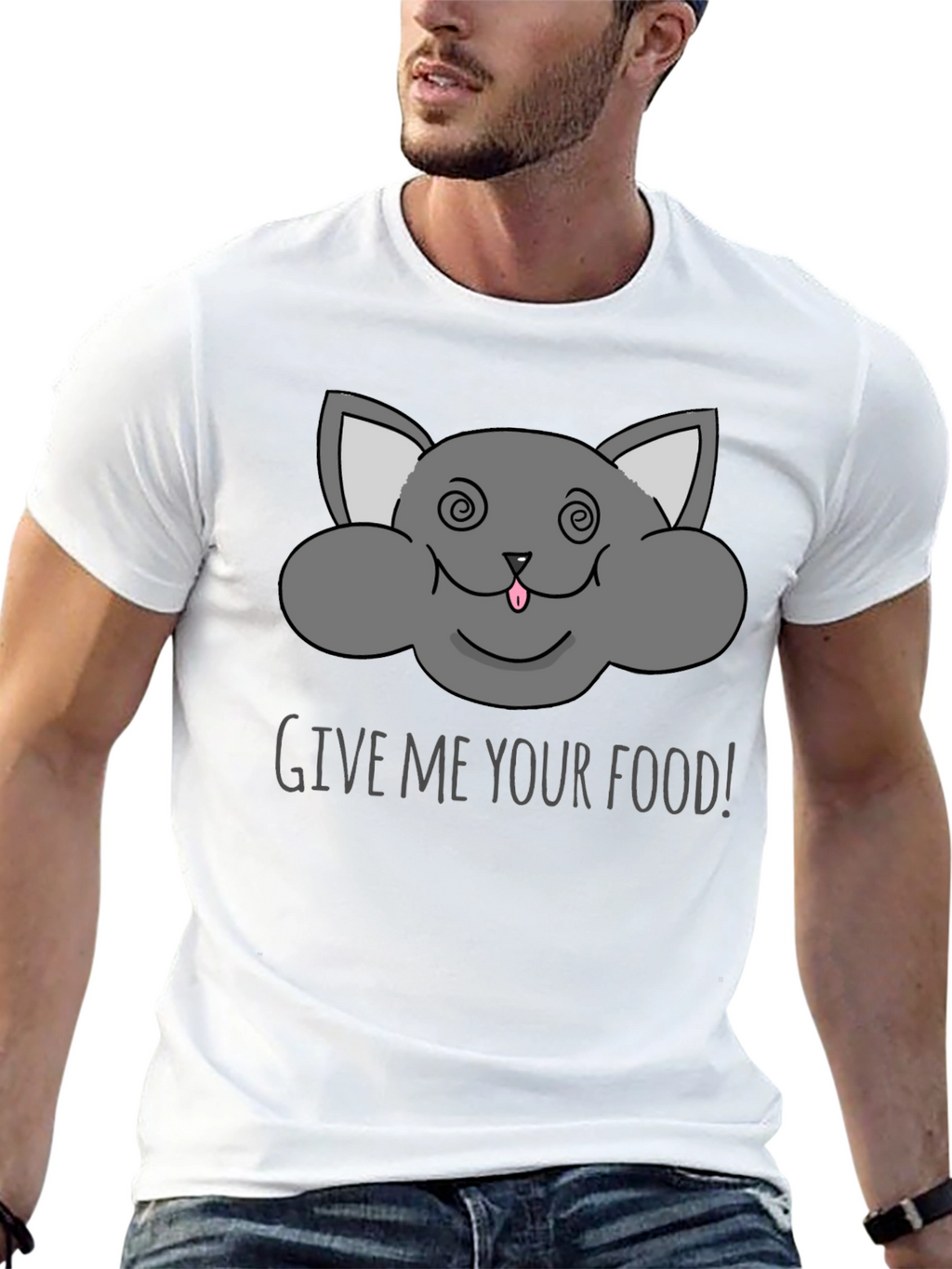 Funny Cat Give Me Your Food Graphic Tee