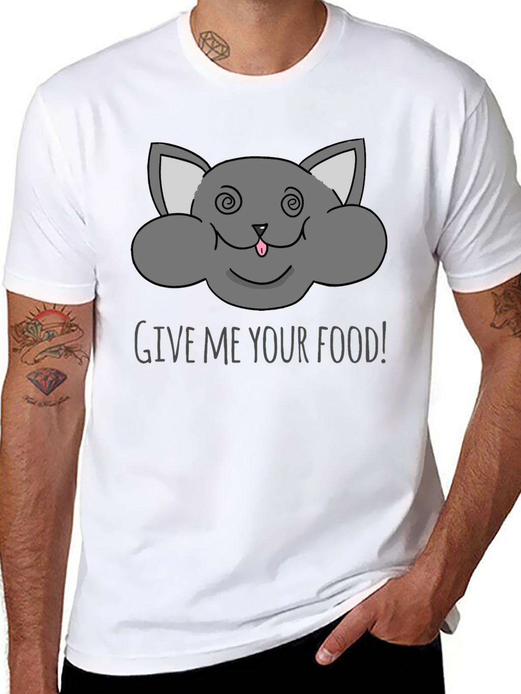Funny Cat Give Me Your Food Graphic Tee