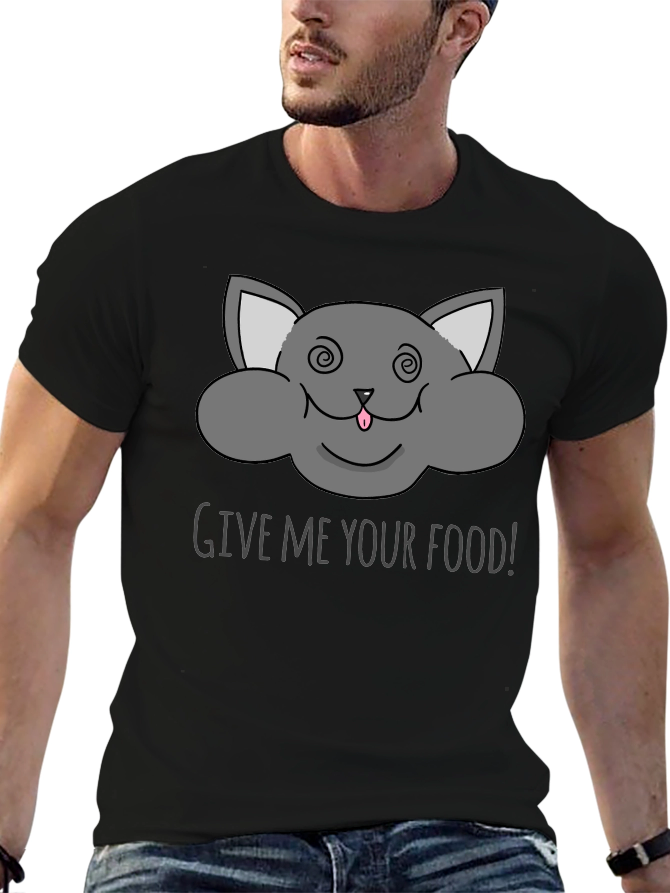 Funny Cat Give Me Your Food Graphic Tee