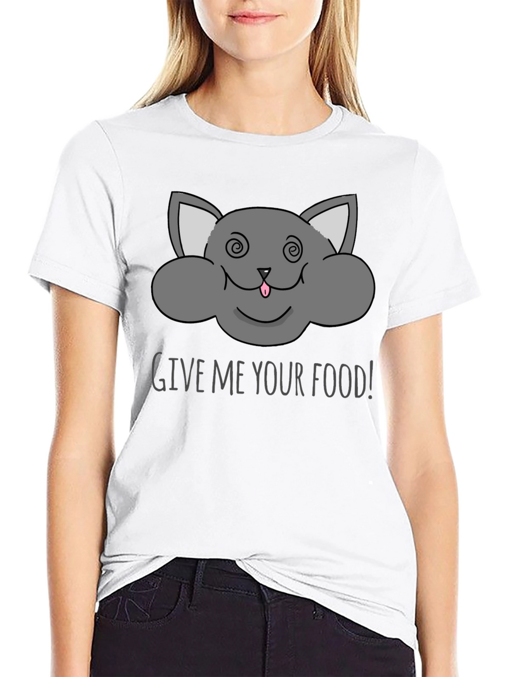 Funny Cat Give Me Your Food Graphic Tee