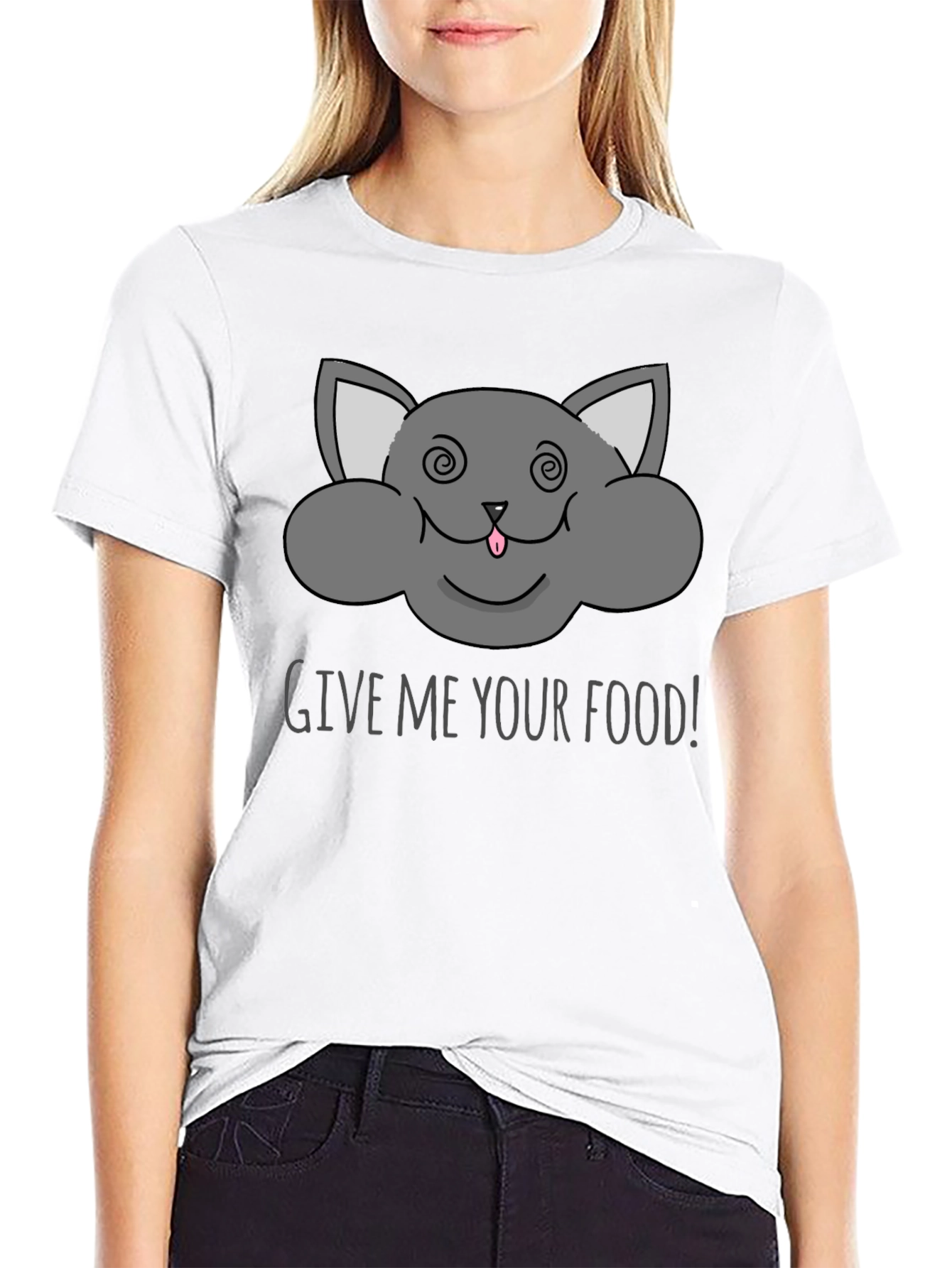 Funny Cat Give Me Your Food Graphic Tee