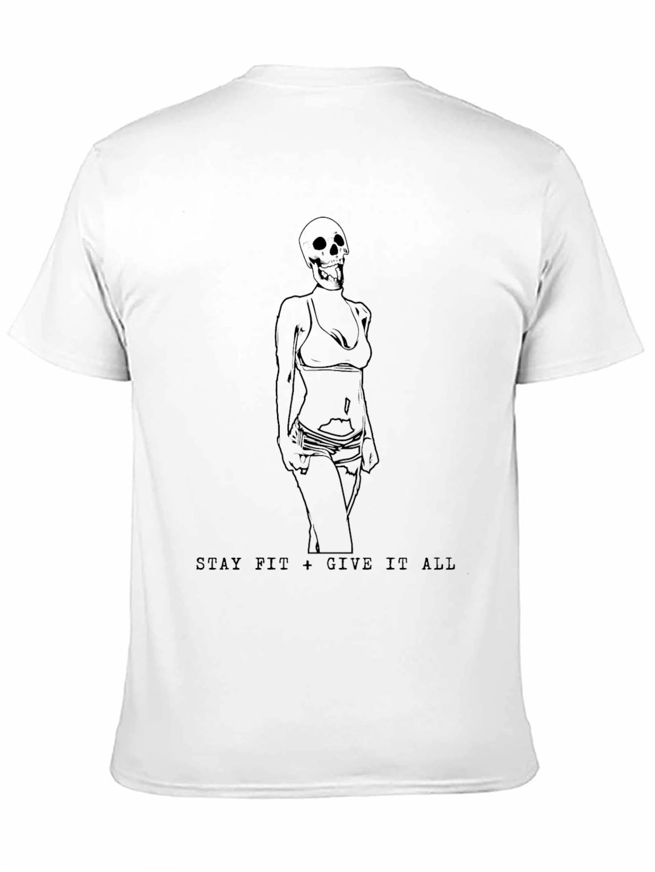 Stay Fit Skeleton Graphic Tee - Black