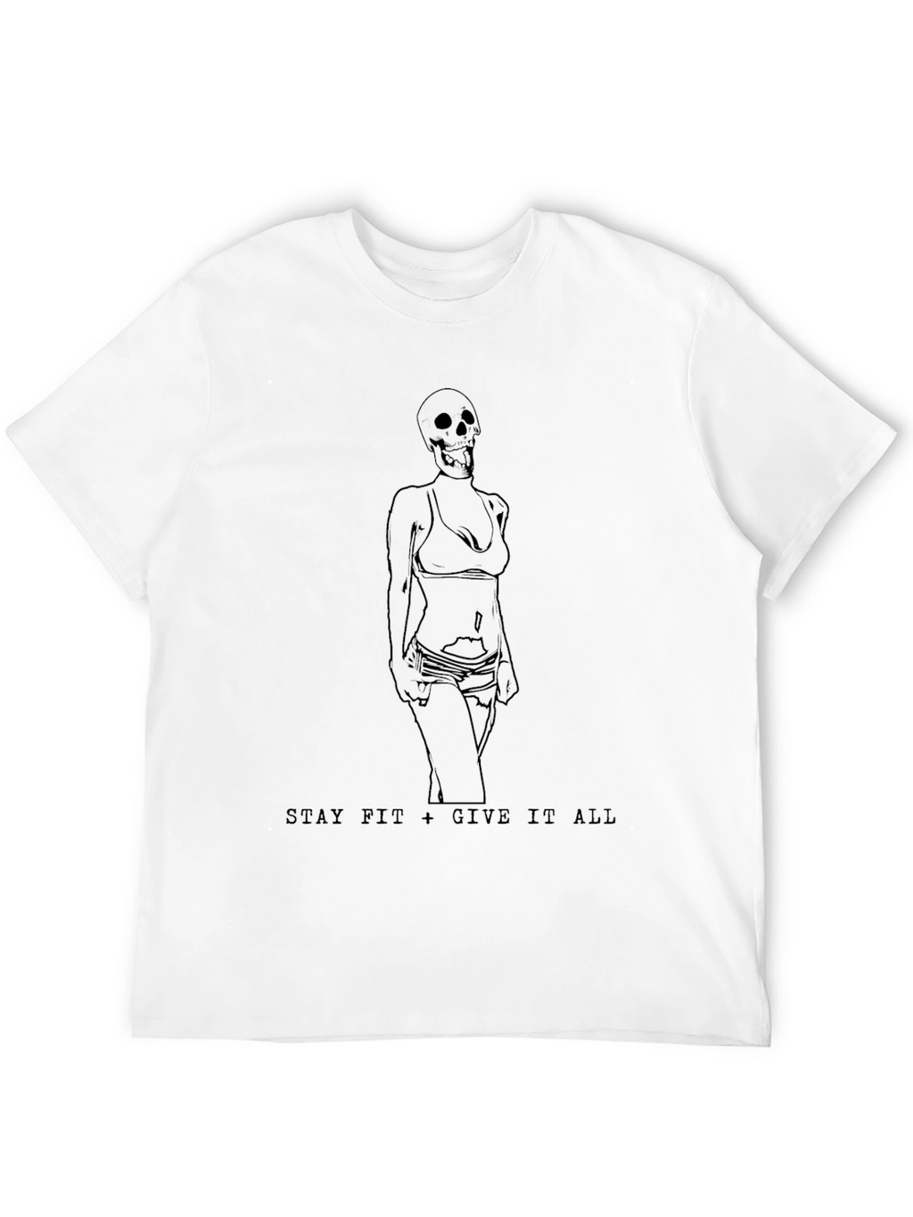 Stay Fit Skeleton Graphic Tee - Black
