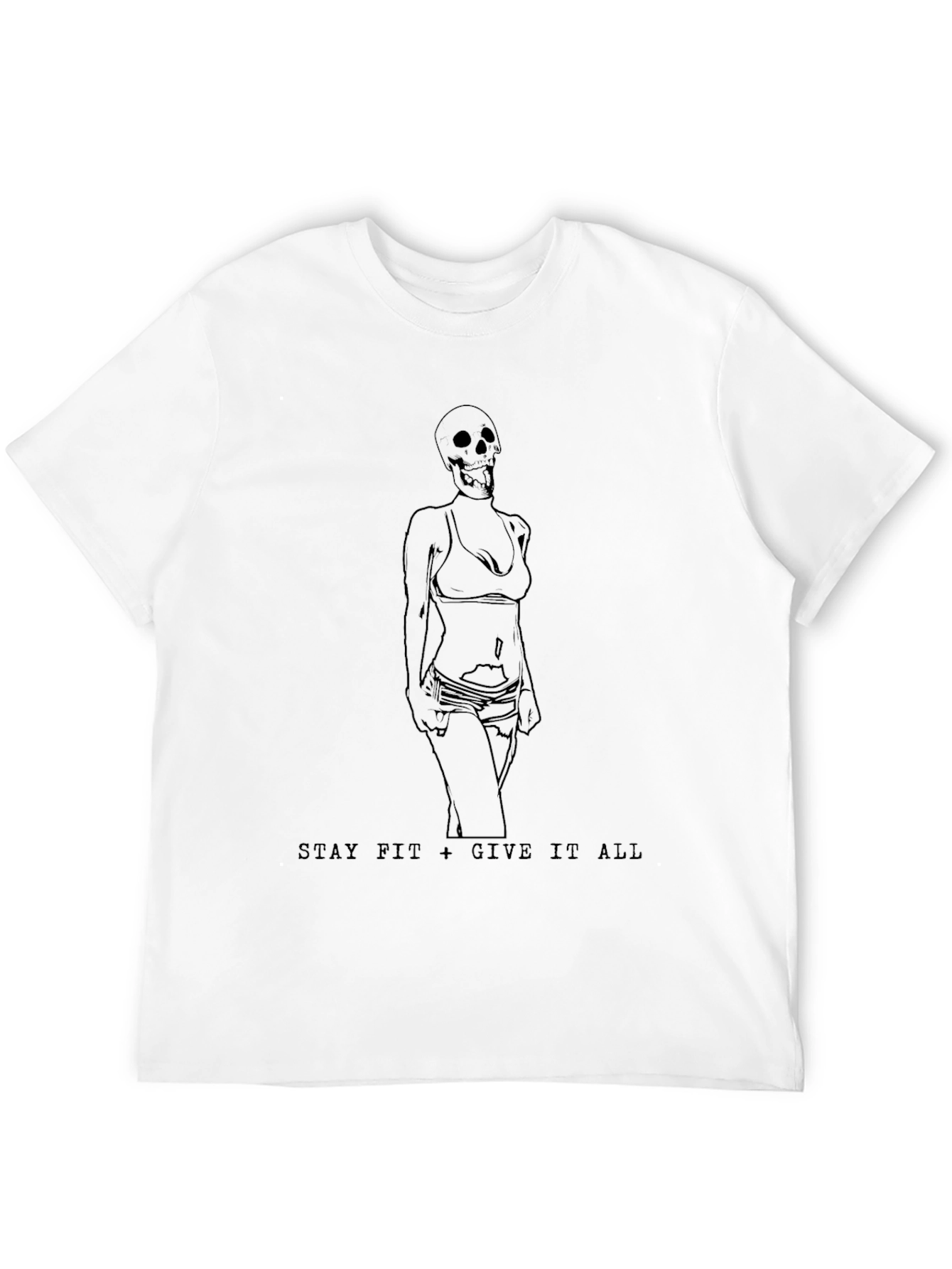Stay Fit Skeleton Graphic Tee - Black