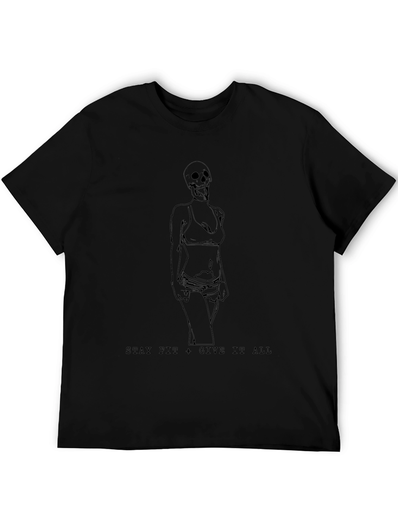 Stay Fit Skeleton Graphic Tee - Black