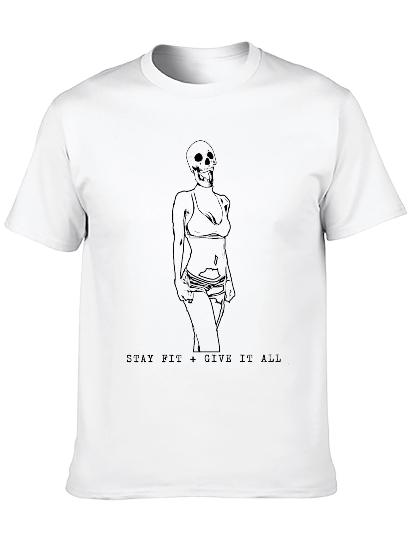 Stay Fit Skeleton Graphic Tee - Black