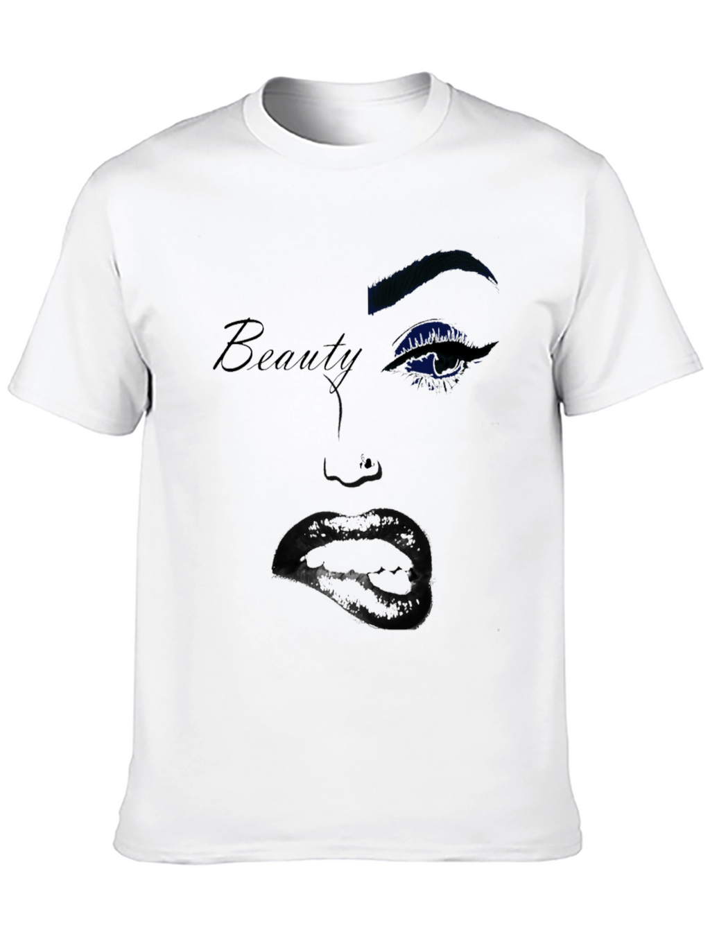 Beauty Graphic Tee - Stylish Womans Face T-Shirt