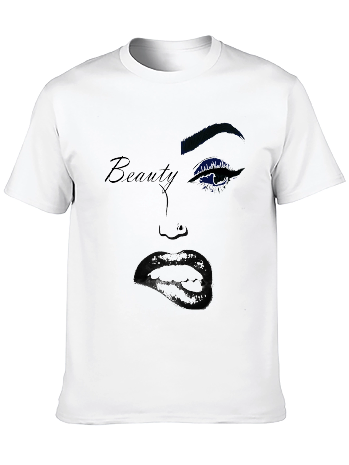 Beauty Graphic Tee - Stylish Womans Face T-Shirt