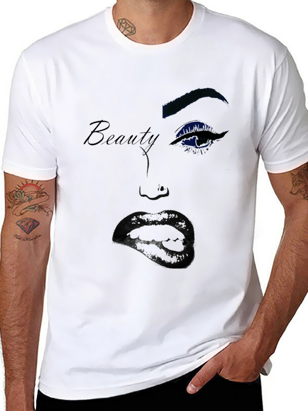 Beauty Graphic Tee - Stylish Womans Face T-Shirt