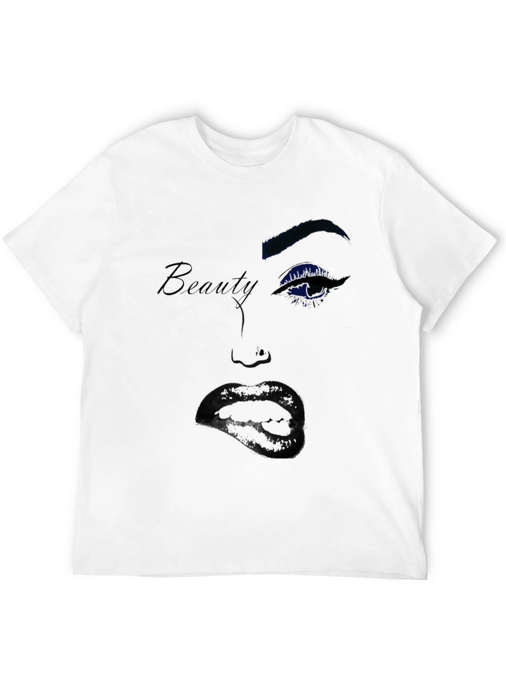 Beauty Graphic Tee - Stylish Womans Face T-Shirt