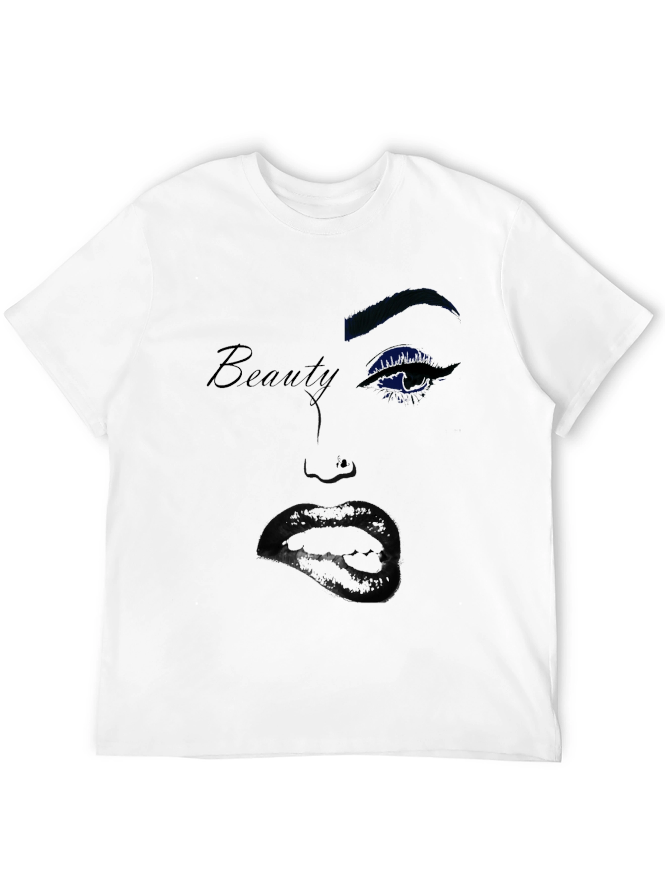 Beauty Graphic Tee - Stylish Womans Face T-Shirt