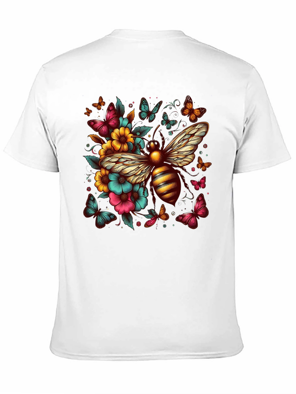 Floral Bee Graphic T-Shirt - Unique Design