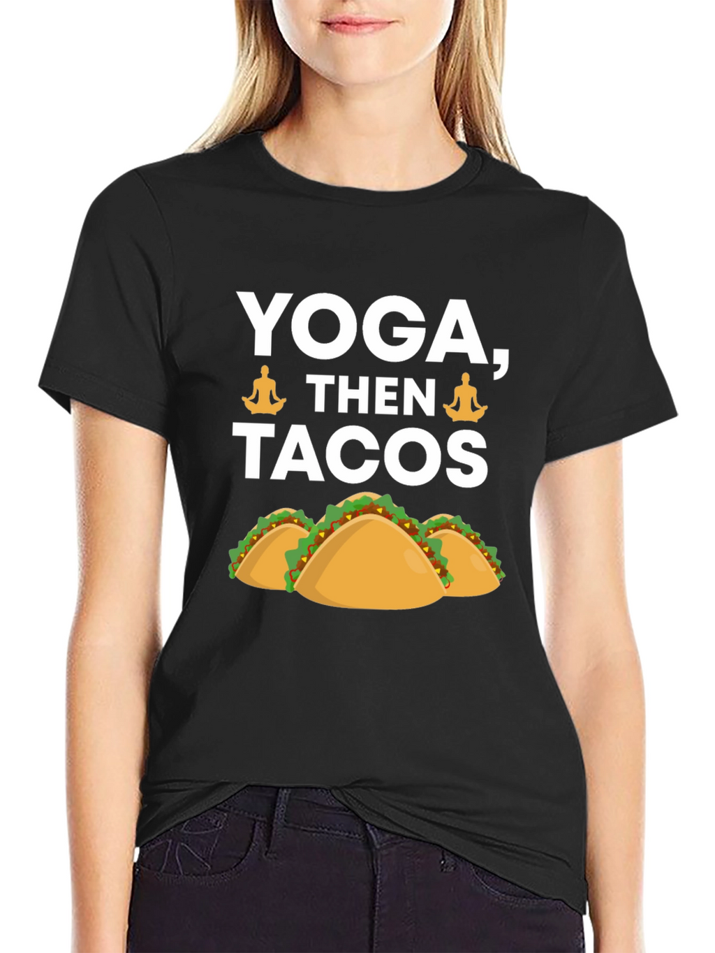 Yoga Then Tacos Graphic Tee - Black