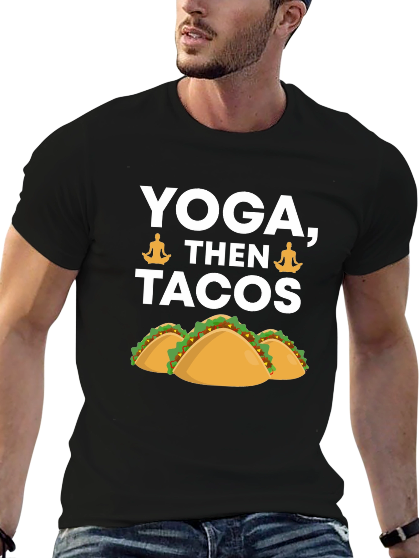 Yoga Then Tacos Graphic Tee - Black